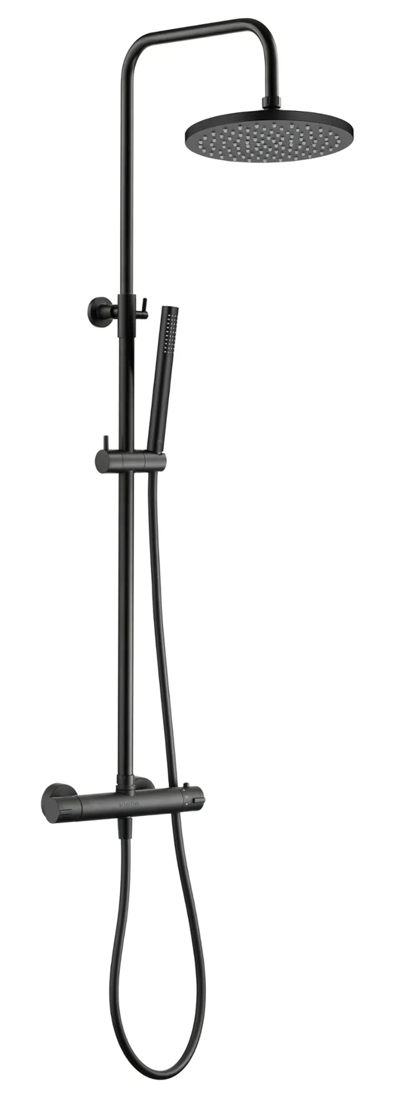 kielle Oudee Sprchový set s termostatem, 20 cm, 1 proud, matná černá 20602044E