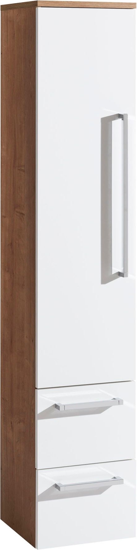 EBS Pure Vysoká skrinka 163x33 cm, biela/dub Ribbeck, ľavá