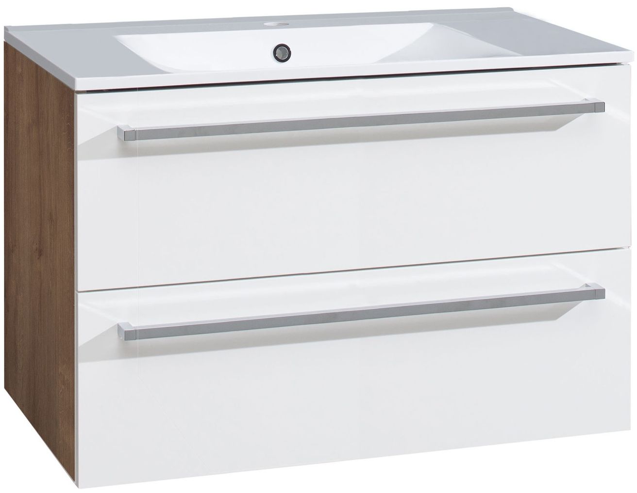 EBS Pure Skrinka s keramickým umývadlom slim 81 cm, dub Ribbeck/biela
