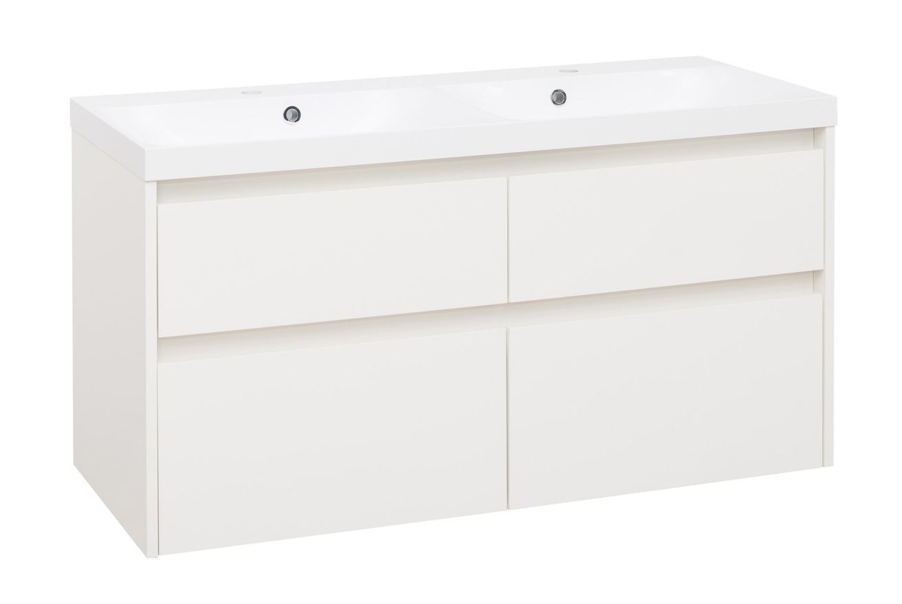 EBS Duomo Skrinka a umývadlo 121 cm, biela lesklá