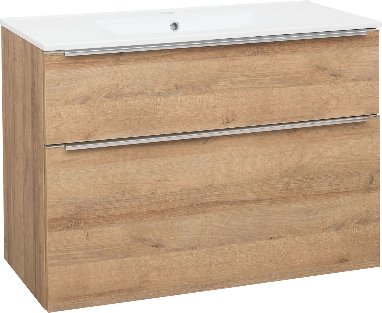 EBS Nevio Skrinka a keramické umývadlo Slim 101 cm, dub Riviera