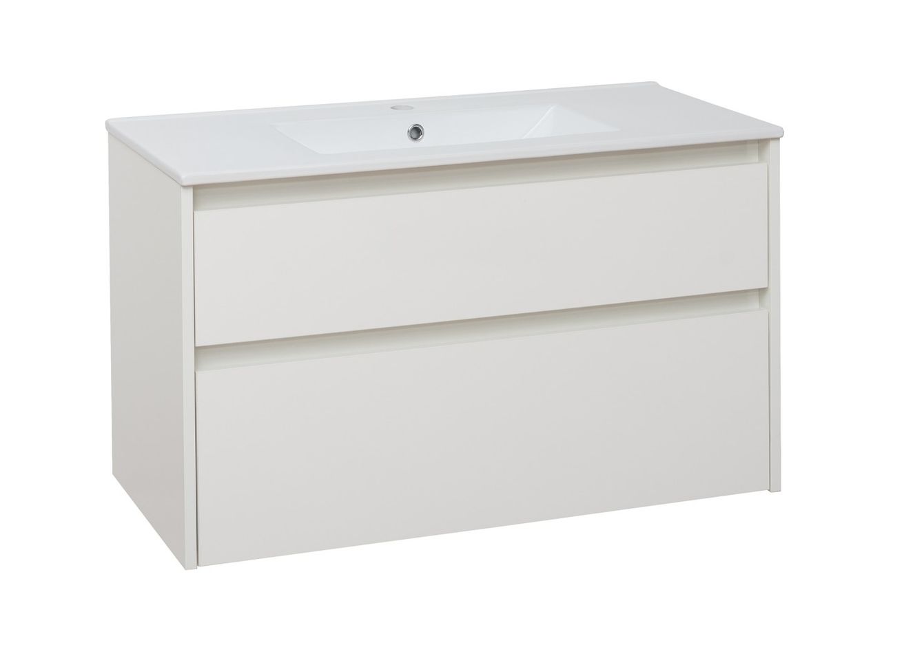 EBS Duomo Skrinka a keramické umývadlo Slim 101 cm, biela lesklá