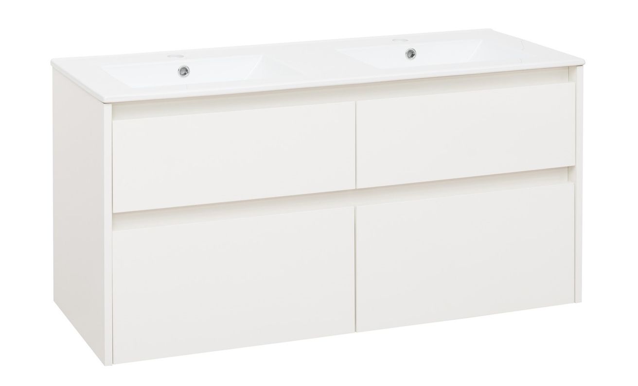 EBS Duomo Skrinka a keramické umývadlo Slim 121 cm, biela lesklá
