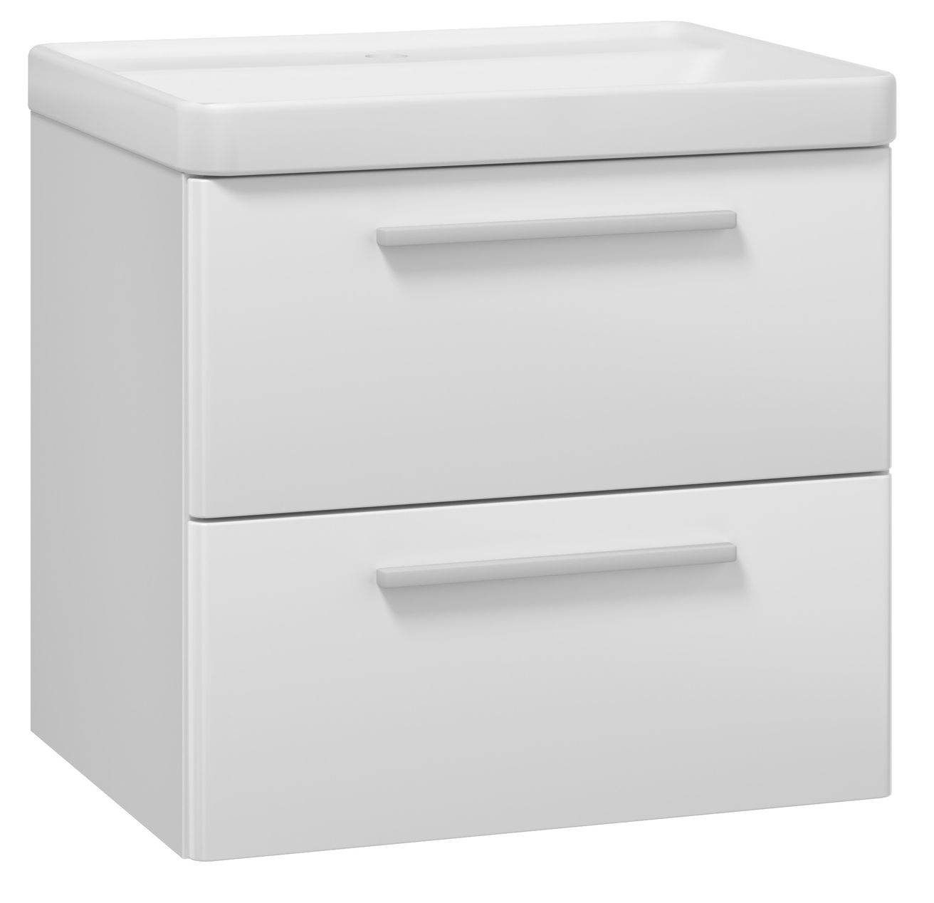 URBAN61BB Skrinka s umývadlom 61 cm, biely lesk/jemný biely mat