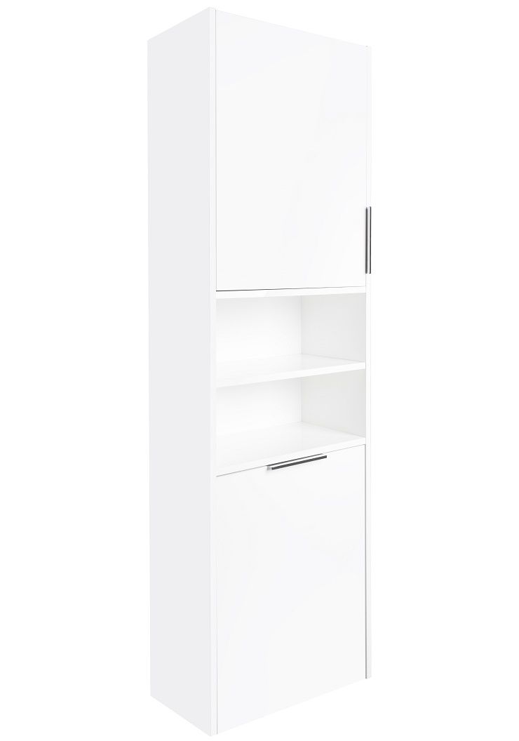 EBS City Vysoká skriňa 55 x 180 cm s košom na bielizeň, biely lesk