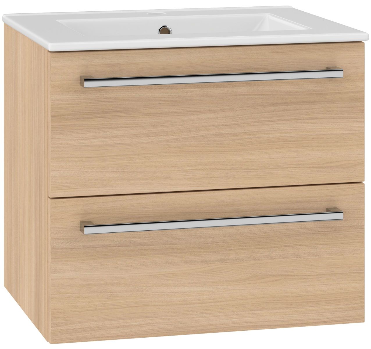 EBS Pure Skrinka s keramickým umývadlom slim 61 cm, dub sand barbera