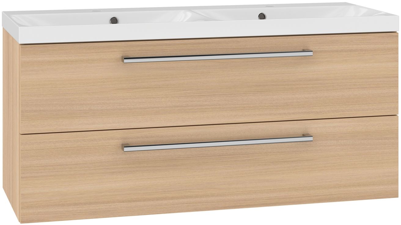 EBS Pure Dvojitá skrinka s umývadlom 121 cm, dub sand barbera