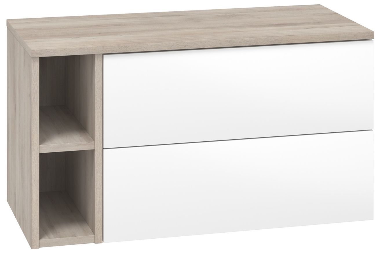 EBS Kuba Sestava skříňky s regálem a deskou 101x46,8 cm, bílá/dub Kronberg KUBASET28BD