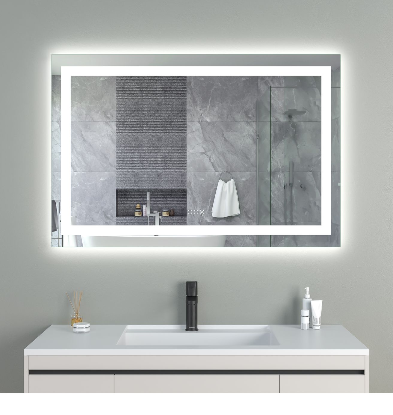 EBS Triton Zrkadlo 120 x 80 cm s LED osvetlením po obvode a dotykovými tlačidlami