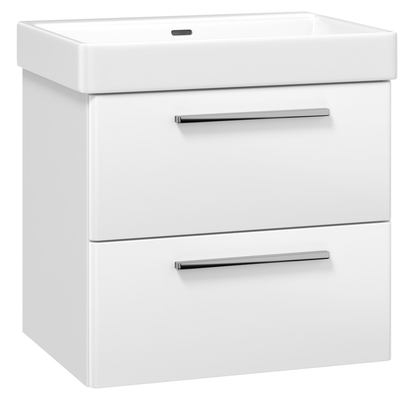 EBS Urban Skrinka s umývadlom 63 cm, biela lesklá/úchytka chróm URBAN63BCR