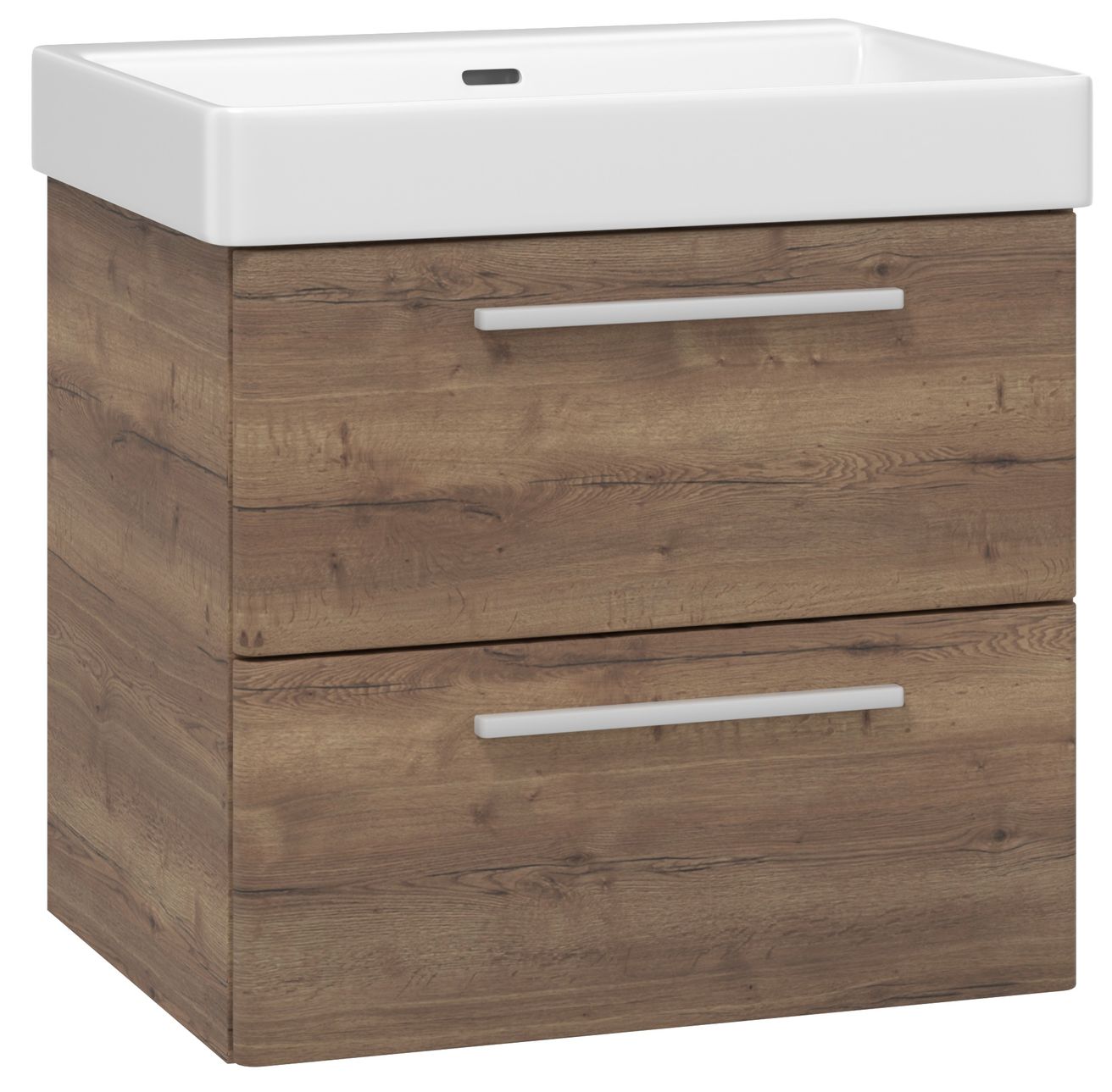 EBS Urban Skrinka s umývadlom 63 cm, dub Halifax/úchytka biela matná URBAN63DHB