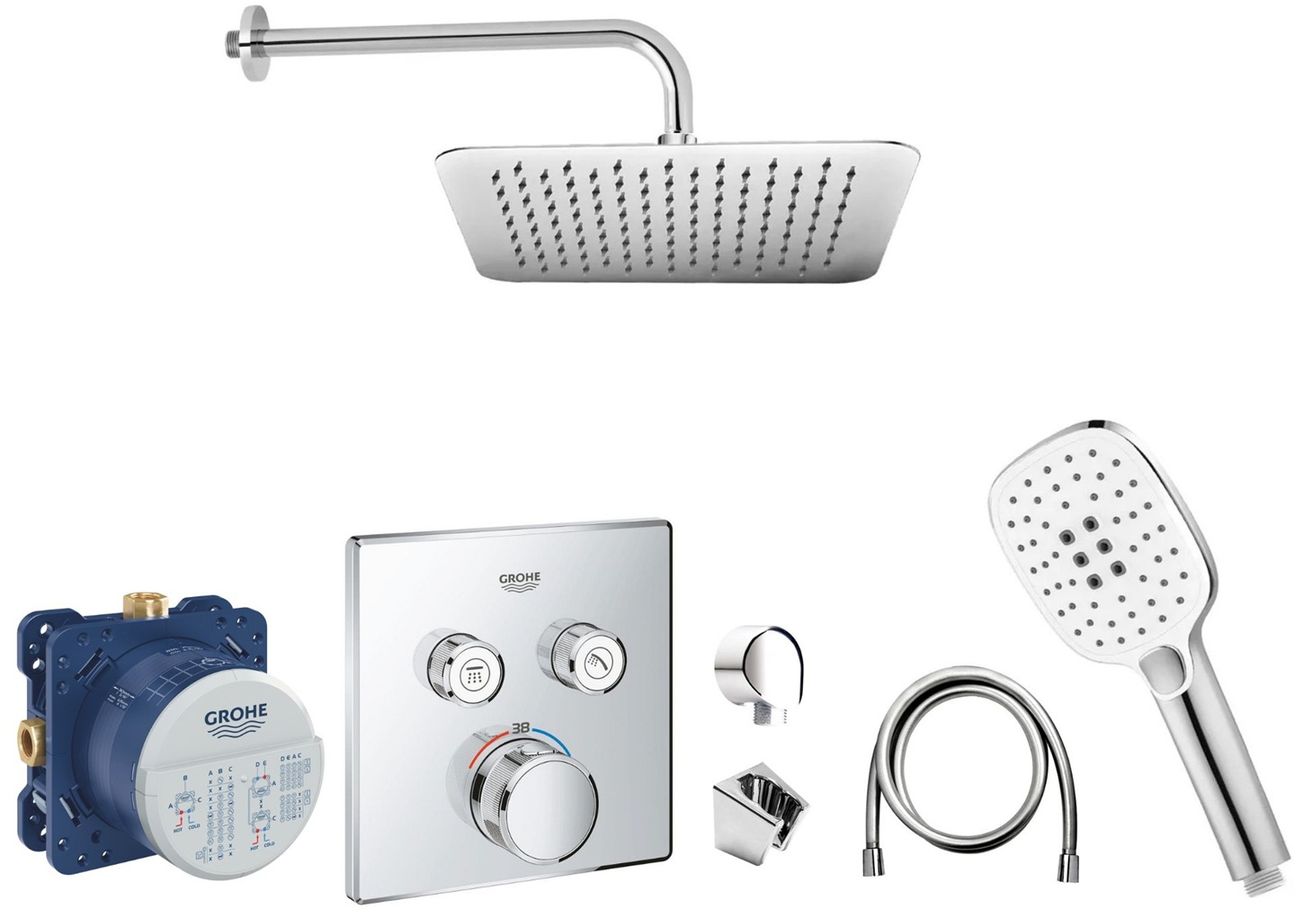 Senesi Sprchový komplet s termostatem a tělesem Grohe, příslušenství EBS, chrom SGE0012