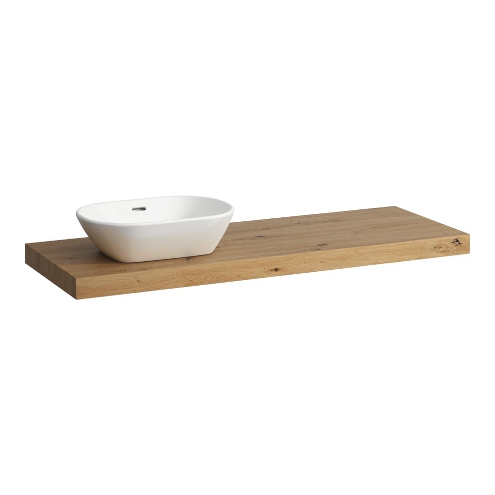 Laufen Lani Umývadlová doska 140 cm, s výrezom na ľavej strane, vrátane 2 nástenných konzol, dutý dub H4046821122671