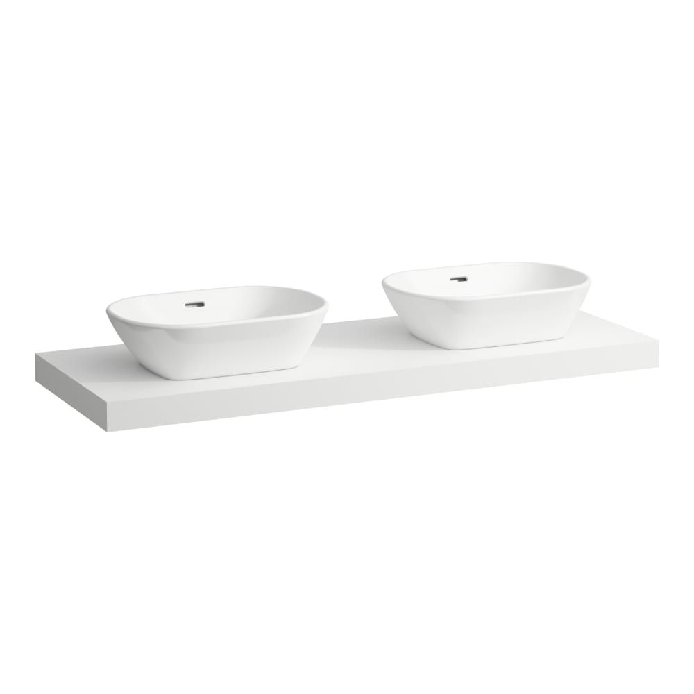 Laufen Lani Umývadlová doska 140 cm, s výrezmi vľavo a vpravo, vrátane 2 nástenných konzol, matná biela H4046841122601