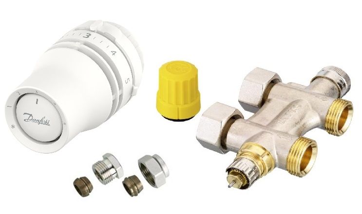 Danfoss THPS-wc-CU Súprava termostatických ventilov pre priame stredové pripojenie, biela