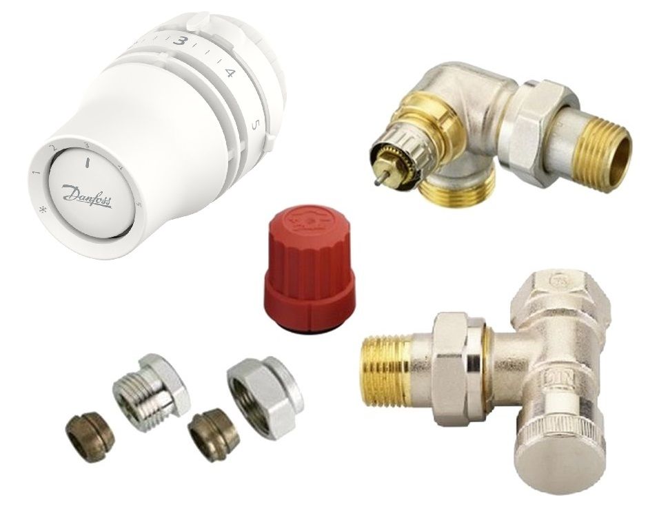 Danfoss THPS-Right-CU Súprava termostatických ventilov pre uhlové vonkajšie pripojenie, biela