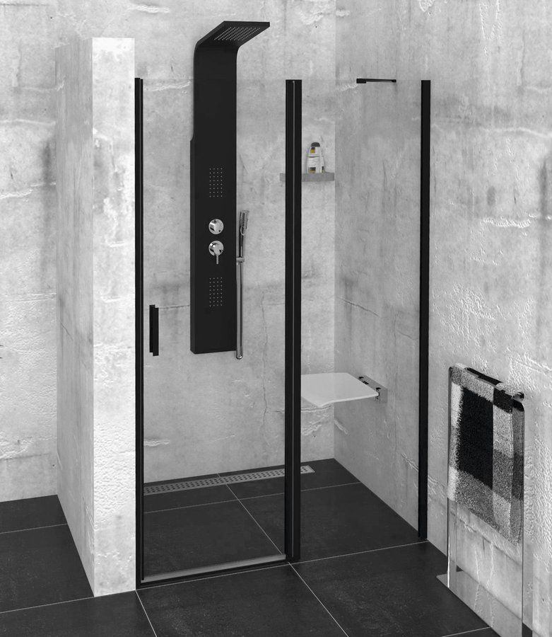 Polysan Zoom Black Sprchové lítací dveře 110 x 200 cm, černé mat/čiré ZL1311B
