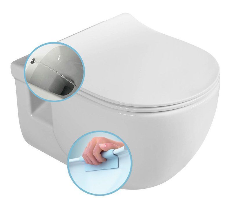 Sapho Brilla CleanWash Závěsné WC s bidetovou sprškou Rimless, bílá 100612