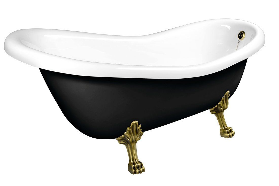 Polysan Retro Voľne stojaca vaňa 158x73x72 cm, nohy bronz, čierna/biela 72972