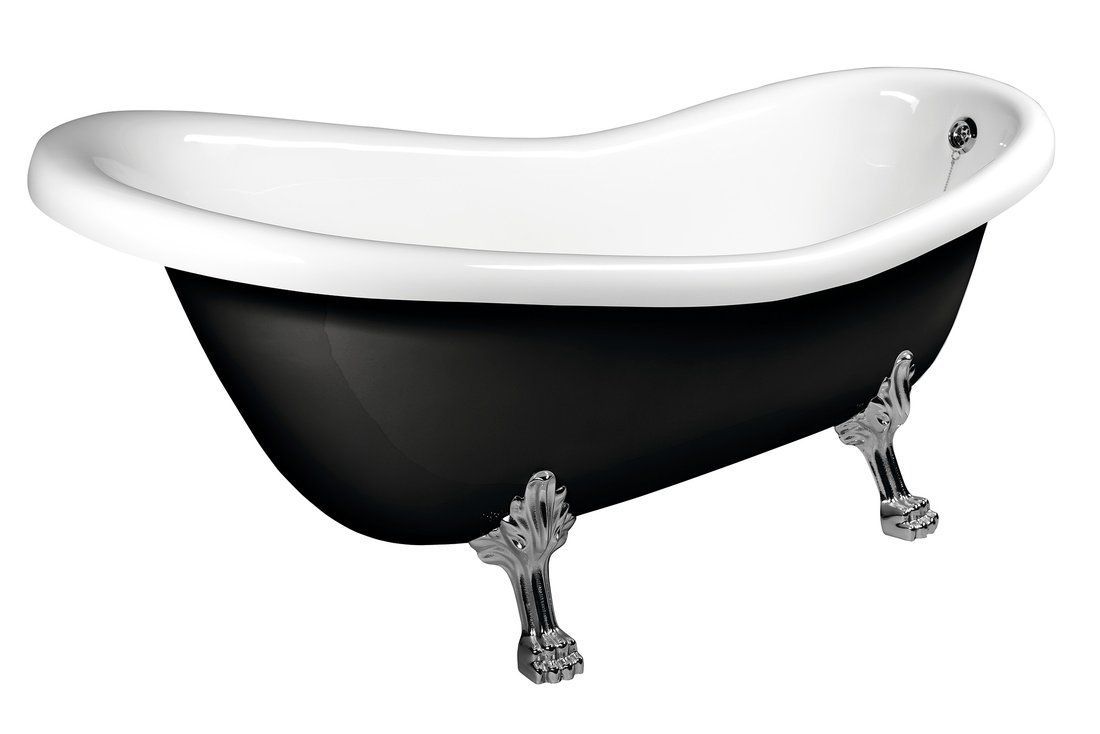 Polysan Retro voľne stojaca vaňa 169x75x72 cm, čierna/biela 72967