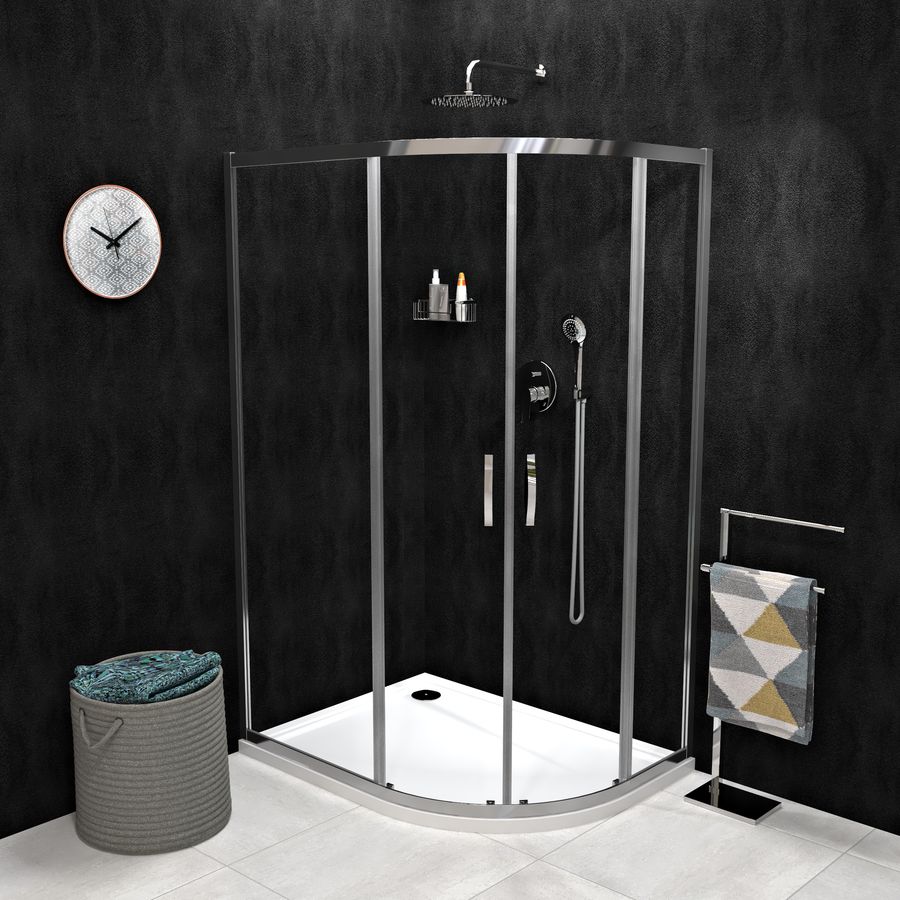 Gelco Sigma Simply Sprchový kút 100x80 cm, štvrťkruhový, chróm/čierne sklo, GS1080