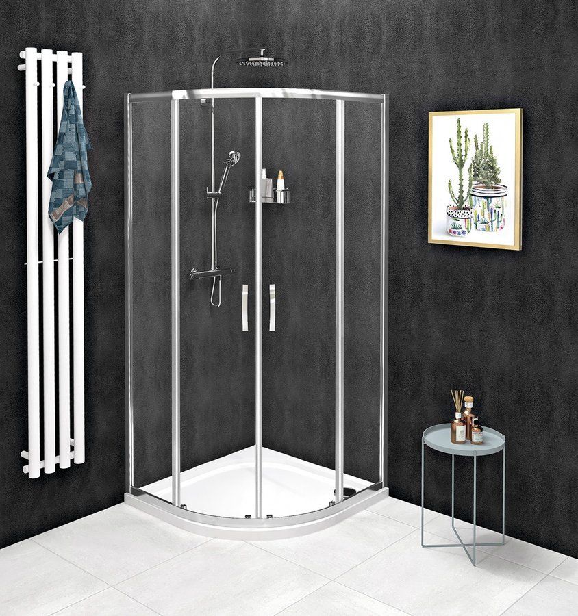 Gelco Sigma Simply Sprchový kút 80x80 cm, štvrťkruhový, chróm/čierne sklo, GS5580