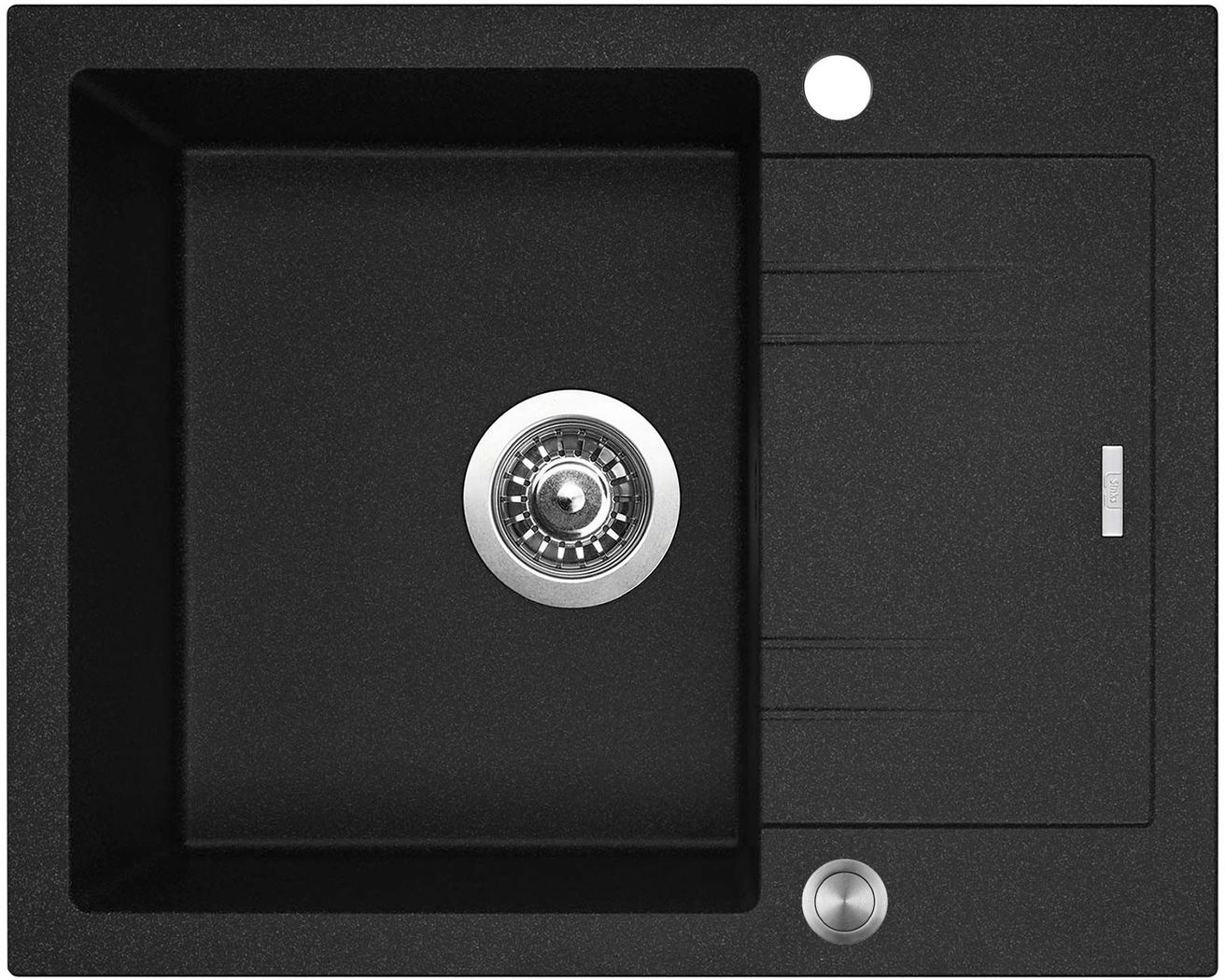Sinks Linea 600 Granitový drez s odkapávačom, obojstranný, 60x48cm, granblack, SIGLI60048030XC