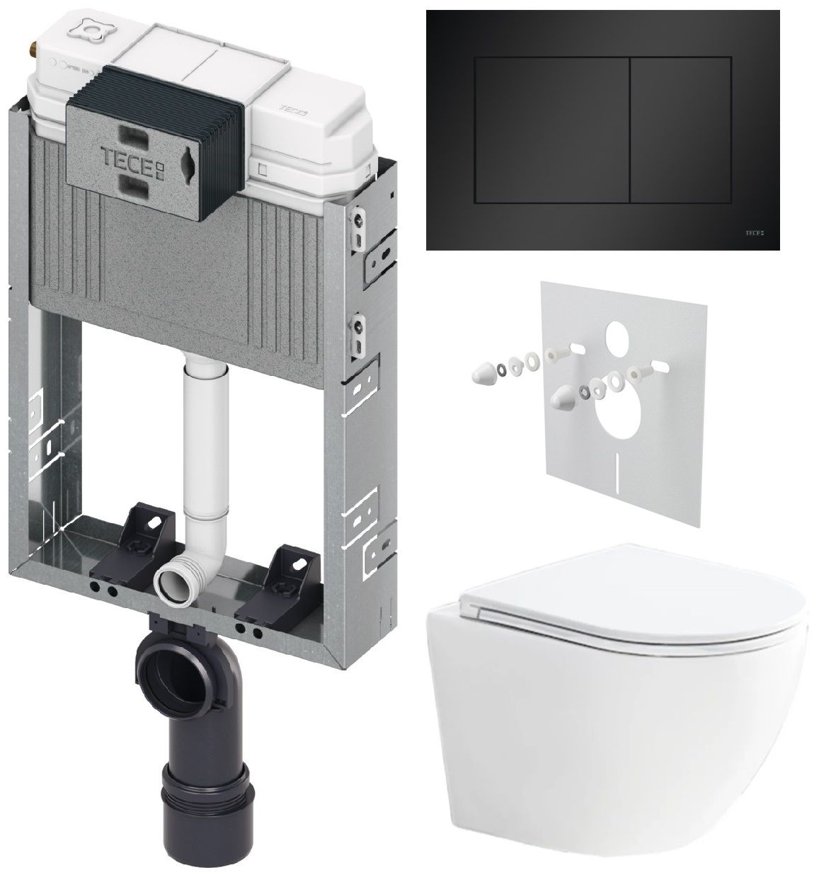 Tece Set modulu pro zazdění, EBS WC Urban, sedátka a tlačítka, černá matná