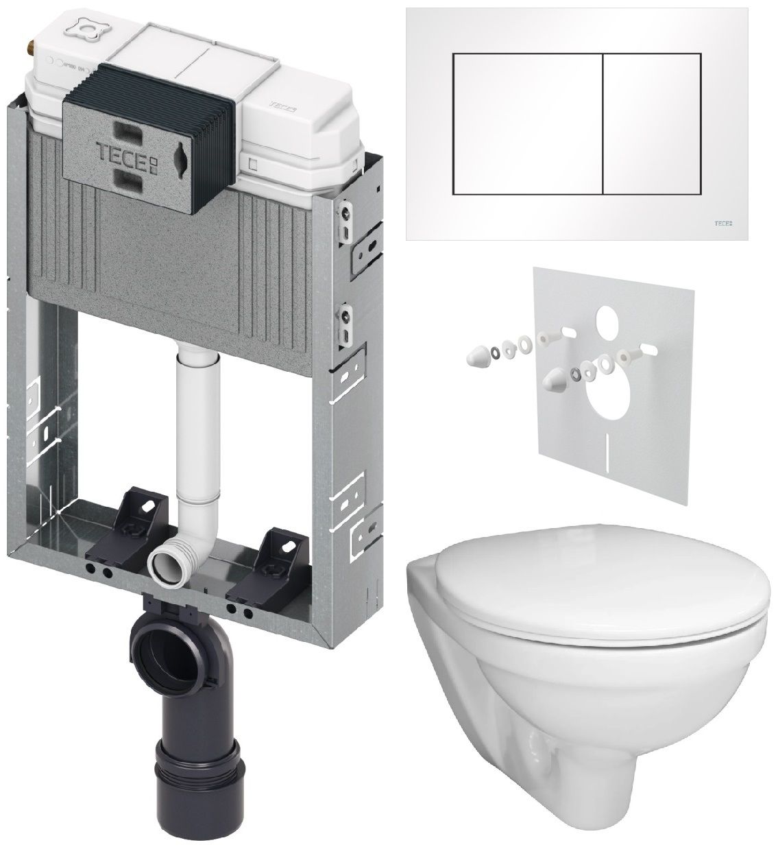 Tece Set modulu pro zazdění, EBS WC Boreal, sedátka a tlačítka, bílá
