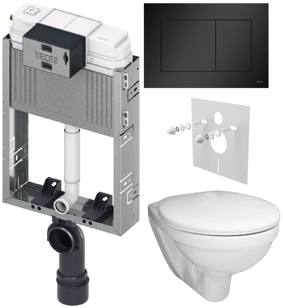 Tece Set modulu pro zazdění, EBS WC Boreal, sedátka a tlačítka, černá matná