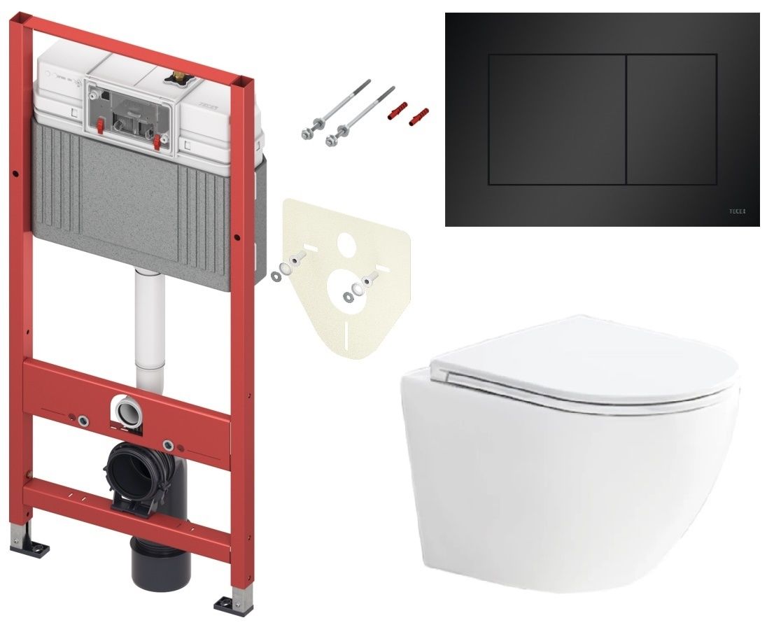 Tece Set modulu do sádrokartonu, WC Urban Vortex, sedátka a tlačítka, černá matná