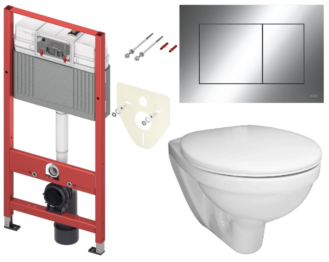 Tece Set modulu do sádrokartonu, EBS WC Boreal, sedátka a tlačítka, chrom