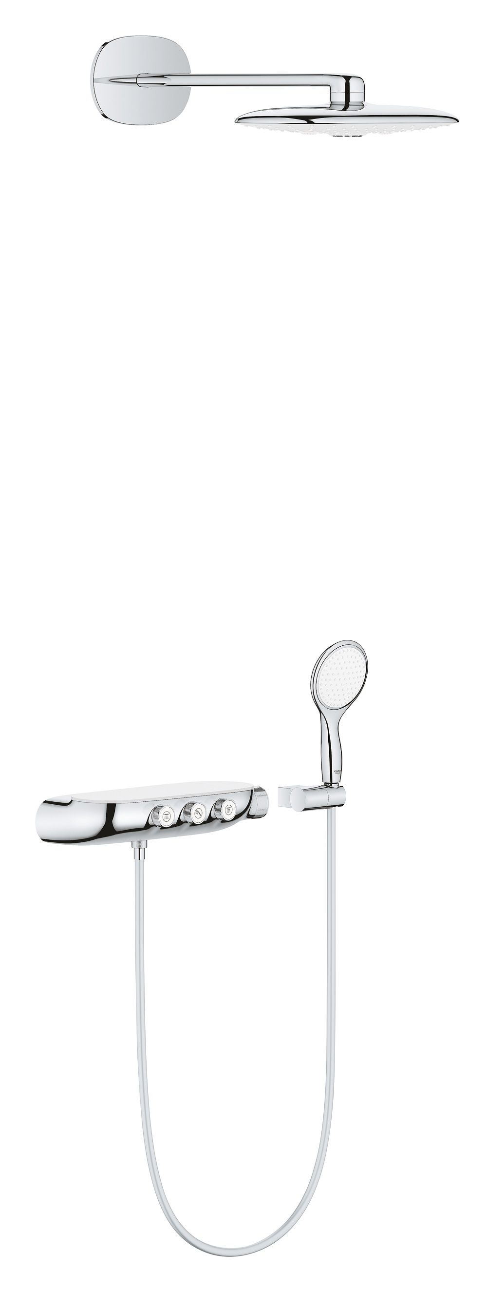 Sprchový termostatický systém Grohe SmartControl, nástenný/montovaný, mesačne biely 26443LS0