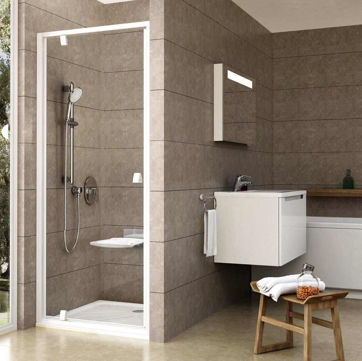 Ravak Otočné sprchové dvere 90 cm Transparentné biele PDOP1-90 03G70101Z1