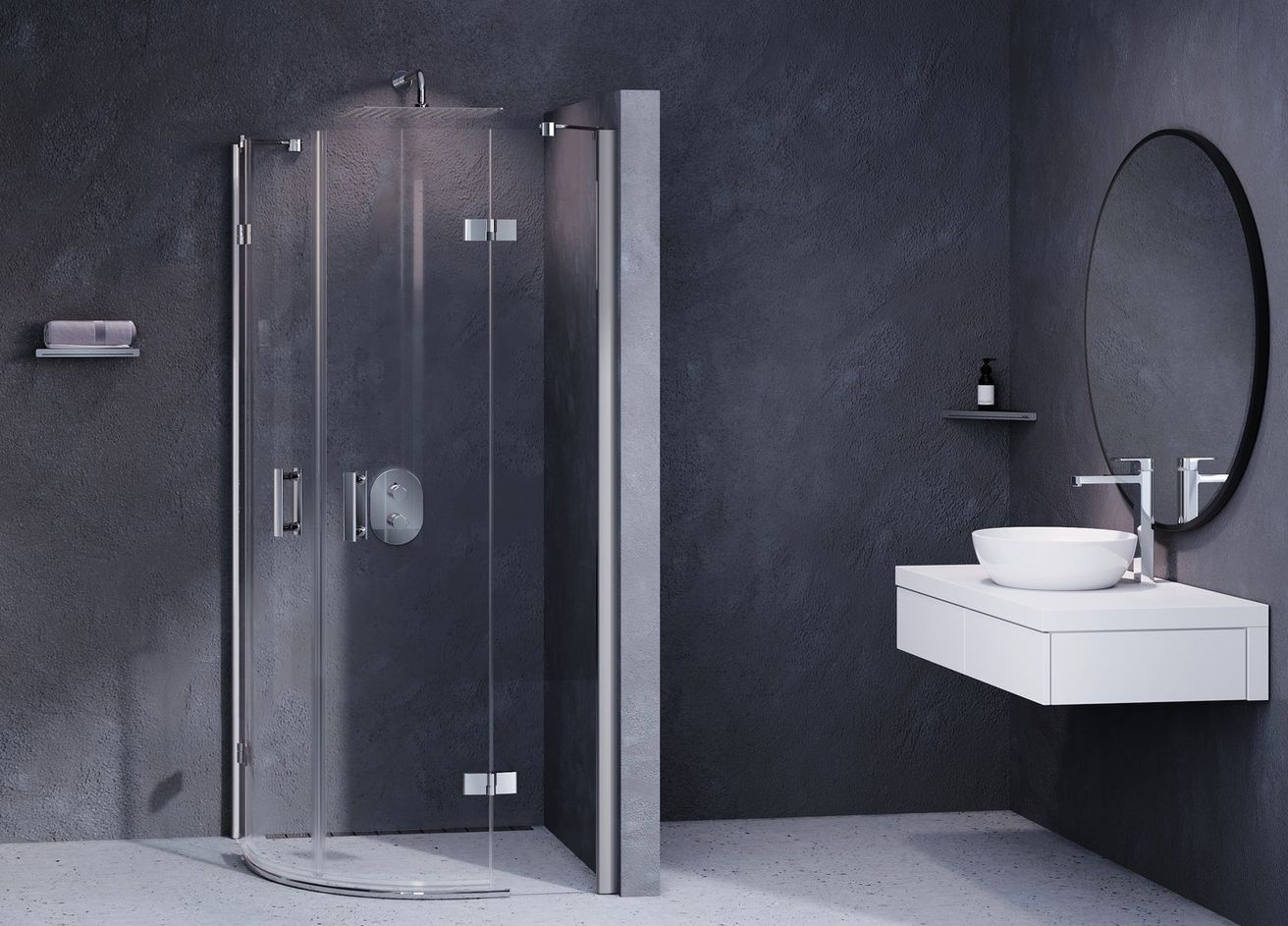 Ravak SmartLine Sprchový kút štvrťkruhový 80 cm, transparentný/chróm 3S244A00Y1 SMSKK4-80