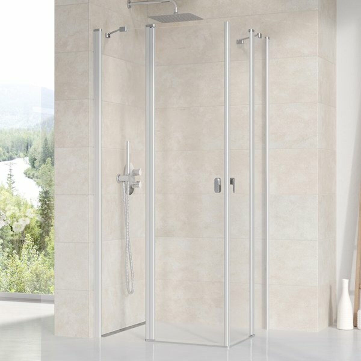 Ravak Chrómový sprchový kút 90 Transparent Satin 1/2 CRV2-90 1QV70U00Z1