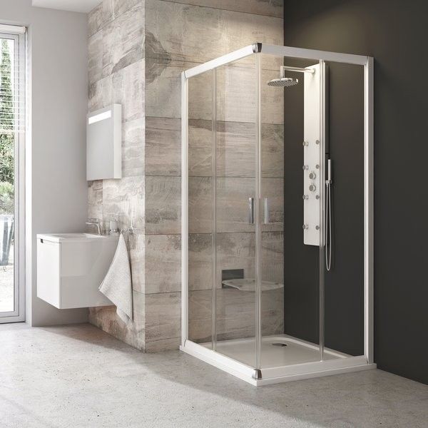 Ravak Blix Sprchový kút 1/2 štvorec/obdĺžnik 100 cm transp.biely 1XVA0100Z1 BLRV2K-100