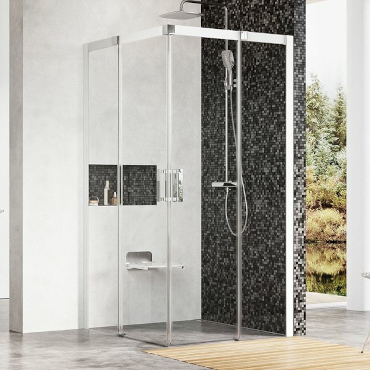Ravak Matrix Sprchový kút 100 x 100 cm transparentný biely MSRV4-100 x 100 cm/100 x 100 cm 1WVAA100 x 100 cmZ1
