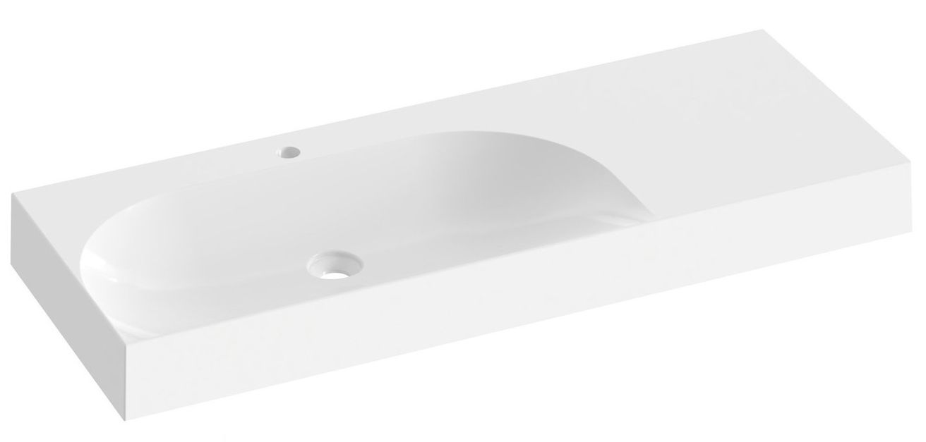 Ravak Lite Umyvadlo 120x45 cm s otvorem, bílá - odkládací plocha vpravo XJXP1212000