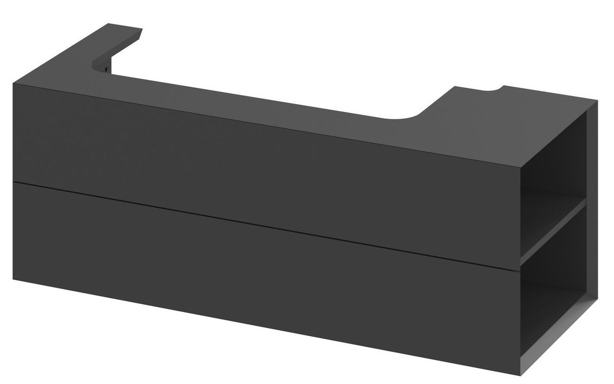 Ravak Lite Skříňka pod umyvadlo 120x45 cm s bočními poličkami, pravá - černá mat X000001892