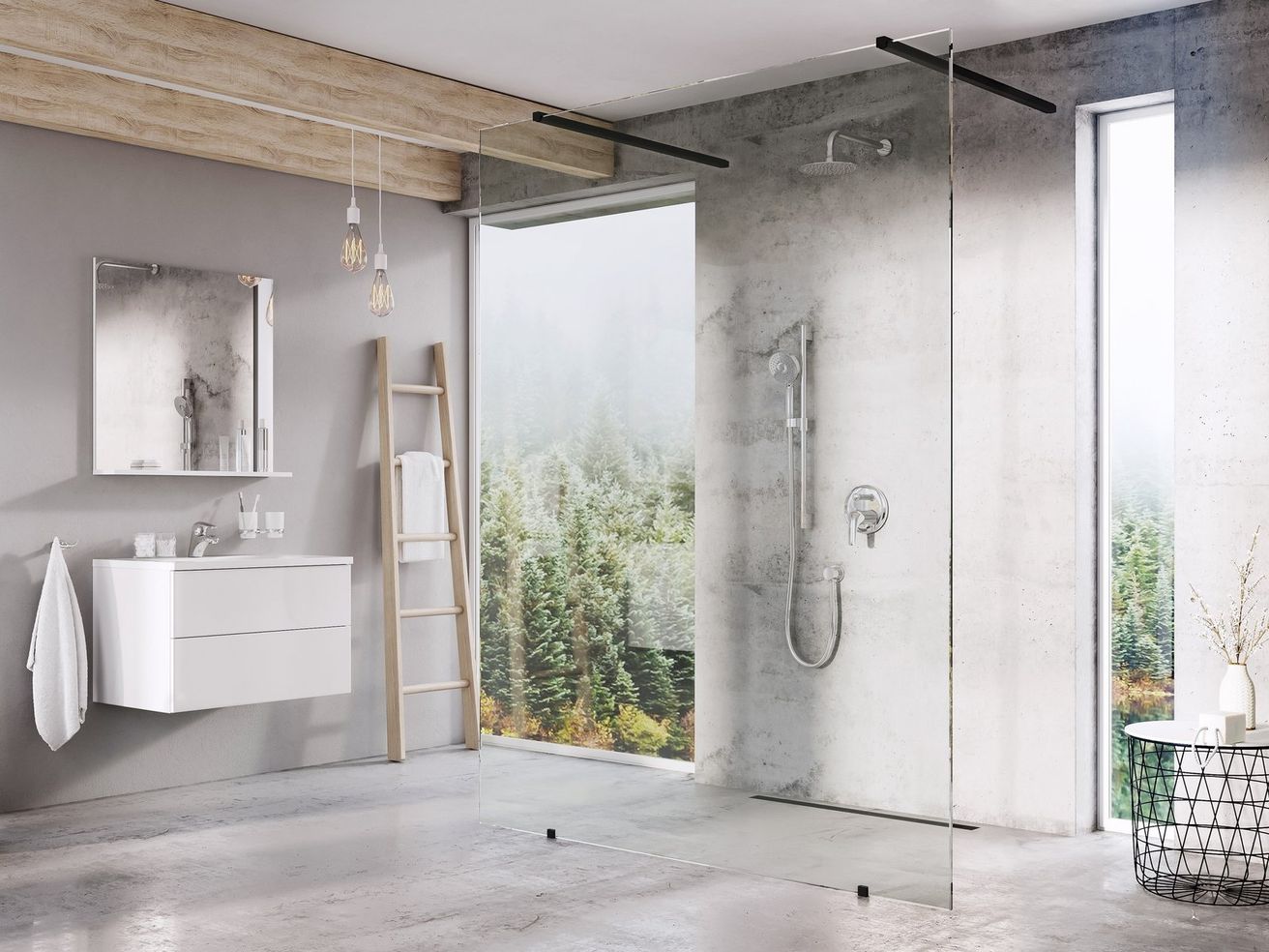 Ravak Walk-In Free Sprchová stena 130 cm, transparent/čierny Free Set-130 GW9FJ030SZ1