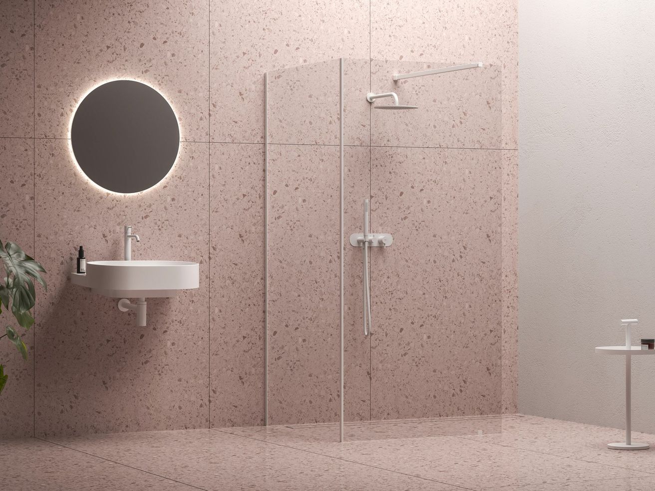 Ravak Walk-In Corner Sprchová stena 110 x 80 cm, transparent /biely Corner-Set-110x80