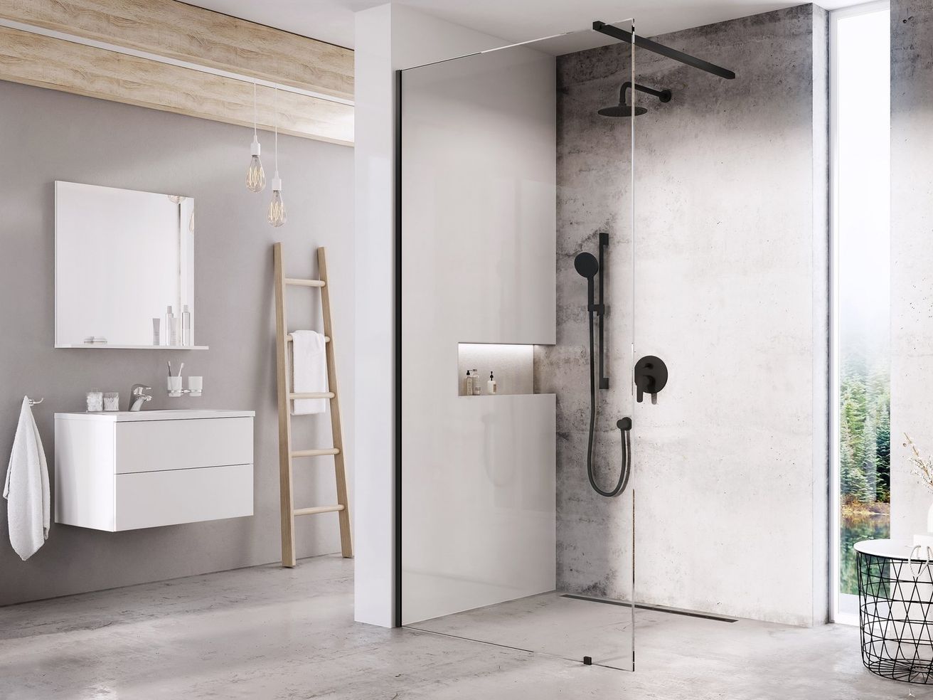 Ravak Walk-In Wall Sprchová stena 160 cm, transparent/čierny Wall Set-160 GW9WS030SZ1