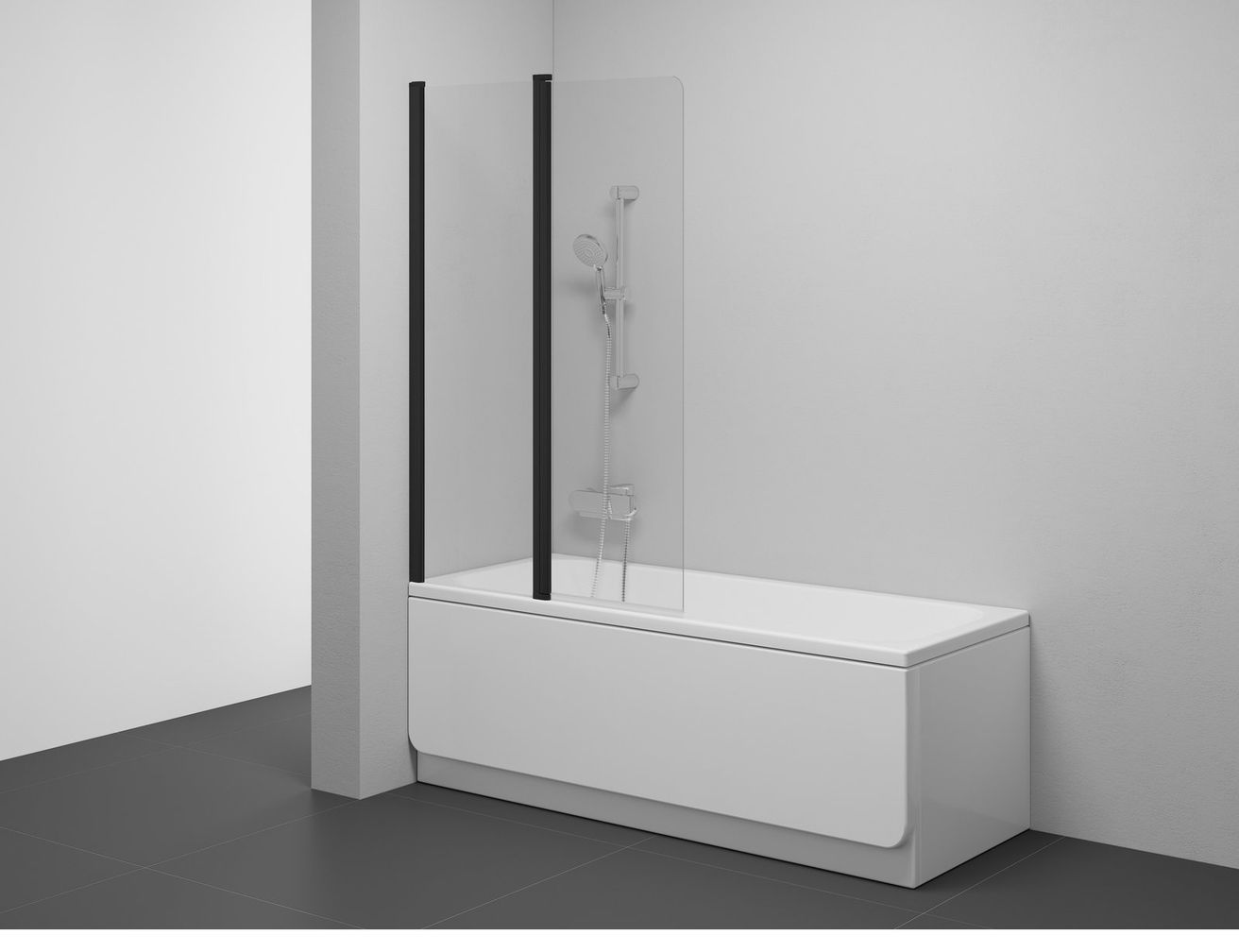 Ravak Chrome Vaňová zástena 100 ľavá Transparent, čierna 7QLA0300Z1 CVS2-100