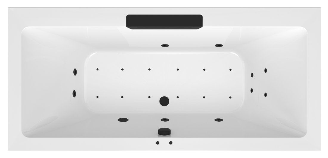 Polysan Cascata Hydromasážna vaňa 185x85x45 cm, Active Hydro-Air, biela/čierna 73836.102.2030
