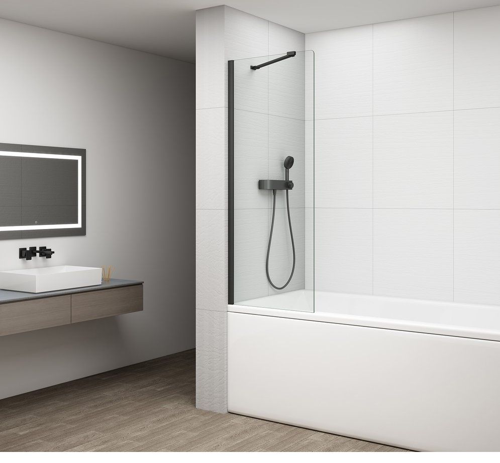 Polysan Fisa Vaňová zástena 70x150 cm, čierna matná, číre sklo FS1072-B