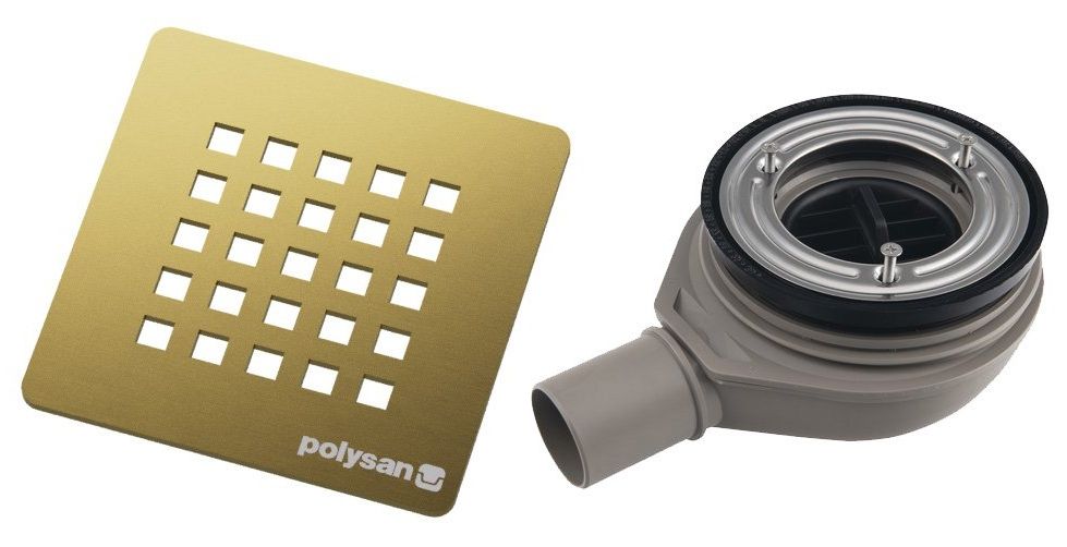 Polysan Treneca Sifón do sprchovej vaničky, nízky 90 mm, DN40, matná zlatá 84999.91