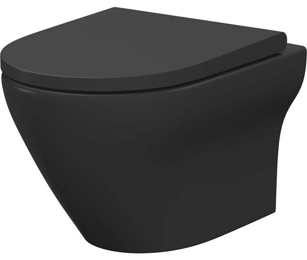 Cersanit Larga WC závěsné CleanOn včetně sedátka Slim Soft Close, duroplast, antracit S701-610