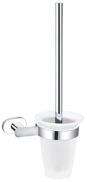 RAV Slezák Yukon WC kefa so sklenenou misou, chróm/biela YUA0500CB