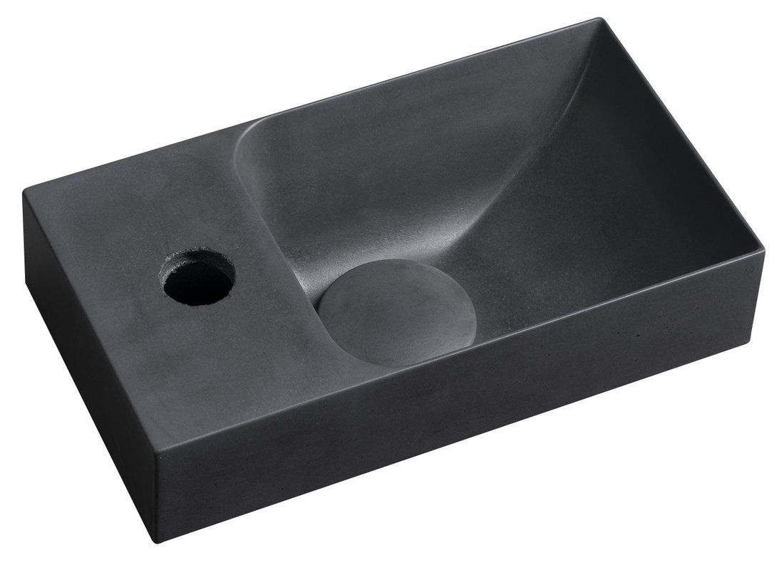 Sapho Piccolino Betonové umývátko 30,8x17 cm, baterie vlevo, antracit PK30016